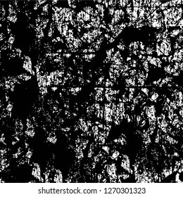 Wall fragment with scratches and cracks. Overlay grunge illustration over any design. Abstract grainy background with vintage effect