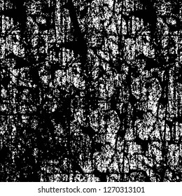 Wall fragment with scratches and cracks. Overlay grunge illustration over any design. Abstract grainy background with vintage effect
