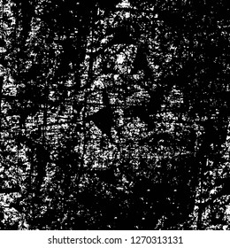 Wall fragment with scratches and cracks. Overlay grunge illustration over any design. Abstract grainy background with vintage effect