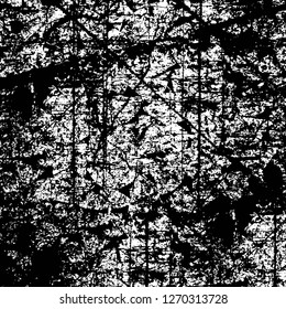 Wall fragment with scratches and cracks. Overlay grunge illustration over any design. Abstract grainy background with vintage effect