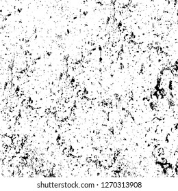 Wall fragment with scratches and cracks. Overlay grunge illustration over any design. Abstract grainy background with vintage effect