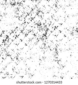 Wall fragment with scratches and cracks. Overlay grunge illustration over any design. Abstract grainy background with vintage effect