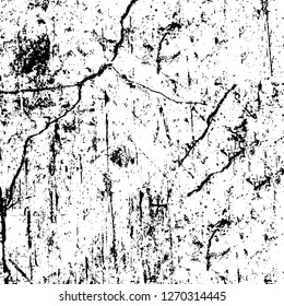Wall fragment with scratches and cracks. Overlay grunge illustration over any design. Abstract grainy background with vintage effect