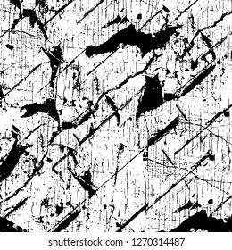 Wall fragment with scratches and cracks. Overlay grunge illustration over any design. Abstract grainy background with vintage effect