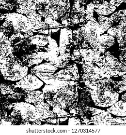 Wall fragment with scratches and cracks. Overlay grunge illustration over any design. Abstract grainy background with vintage effect
