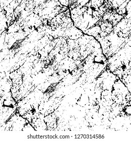 Wall fragment with scratches and cracks. Overlay grunge illustration over any design. Abstract grainy background with vintage effect