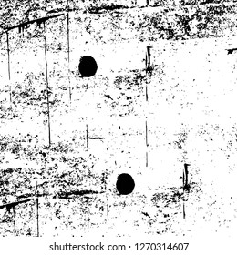 Wall fragment with scratches and cracks. Overlay grunge illustration over any design. Abstract grainy background with vintage effect