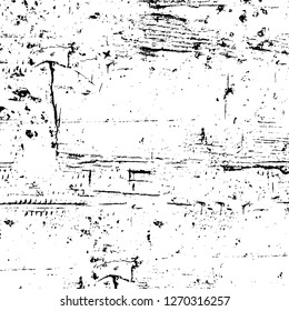 Wall fragment with scratches and cracks. Overlay grunge illustration over any design. Abstract grainy background with vintage effect