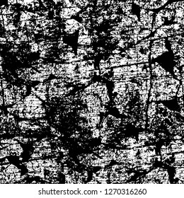 Wall fragment with scratches and cracks. Overlay grunge illustration over any design. Abstract grainy background with vintage effect