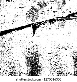 Wall fragment with scratches and cracks. Overlay grunge illustration over any design. Abstract grainy background with vintage effect