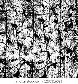 Wall fragment with scratches and cracks. Overlay grunge illustration over any design. Abstract grainy background with vintage effect