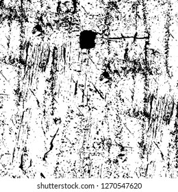 Wall fragment with scratches and cracks. Overlay grunge illustration over any design. Abstract grainy background with vintage effect