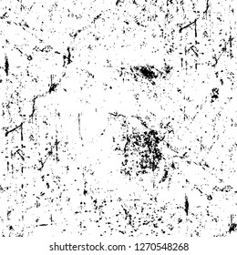 Wall fragment with scratches and cracks. Overlay grunge illustration over any design. Abstract grainy background with vintage effect