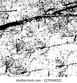 Wall fragment with scratches and cracks. Overlay grunge illustration over any design. Abstract grainy background with vintage effect