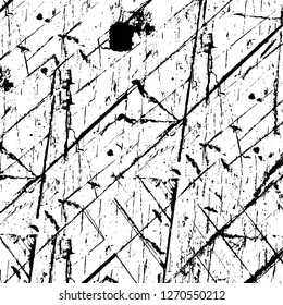 Wall fragment with scratches and cracks. Overlay grunge illustration over any design. Abstract grainy background with vintage effect