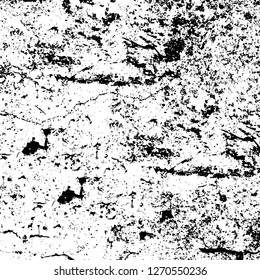Wall fragment with scratches and cracks. Overlay grunge illustration over any design. Abstract grainy background with vintage effect