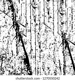 Wall fragment with scratches and cracks. Overlay grunge illustration over any design. Abstract grainy background with vintage effect