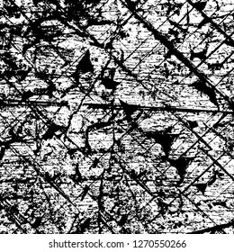 Wall fragment with scratches and cracks. Overlay grunge illustration over any design. Abstract grainy background with vintage effect
