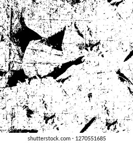 Wall fragment with scratches and cracks. Overlay grunge illustration over any design. Abstract grainy background with vintage effect