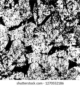 Wall fragment with scratches and cracks. Overlay grunge illustration over any design. Abstract grainy background with vintage effect