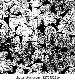 Wall fragment with scratches and cracks. Overlay grunge illustration over any design. Abstract grainy background with vintage effect