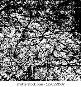 Wall fragment with scratches and cracks. Overlay grunge illustration over any design. Abstract grainy background with vintage effect