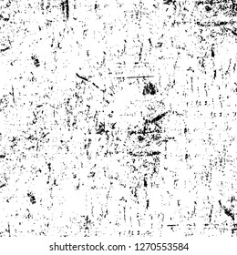 Wall fragment with scratches and cracks. Overlay grunge illustration over any design. Abstract grainy background with vintage effect
