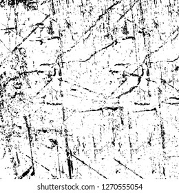 Wall fragment with scratches and cracks. Overlay grunge illustration over any design. Abstract grainy background with vintage effect