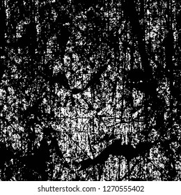 Wall fragment with scratches and cracks. Overlay grunge illustration over any design. Abstract grainy background with vintage effect