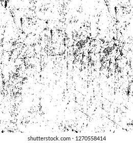 Wall fragment with scratches and cracks. Overlay grunge illustration over any design. Abstract grainy background with vintage effect