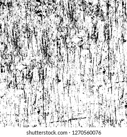 Wall fragment with scratches and cracks. Overlay grunge illustration over any design. Abstract grainy background with vintage effect