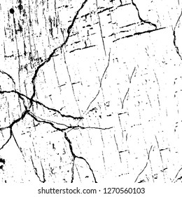 Wall fragment with scratches and cracks. Overlay grunge illustration over any design. Abstract grainy background with vintage effect