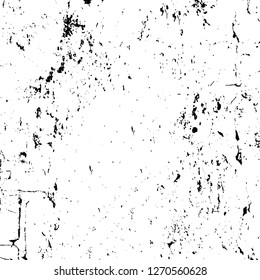 Wall fragment with scratches and cracks. Overlay grunge illustration over any design. Abstract grainy background with vintage effect