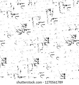 Wall fragment with scratches and cracks. Overlay grunge illustration over any design. Abstract grainy background with vintage effect