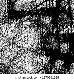 Wall fragment with scratches and cracks. Overlay grunge illustration over any design. Abstract grainy background with vintage effect