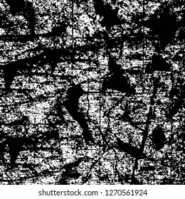 Wall fragment with scratches and cracks. Overlay grunge illustration over any design. Abstract grainy background with vintage effect