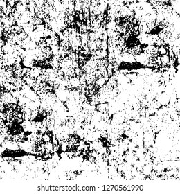 Wall fragment with scratches and cracks. Overlay grunge illustration over any design. Abstract grainy background with vintage effect