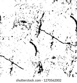 Wall fragment with scratches and cracks. Overlay grunge illustration over any design. Abstract grainy background with vintage effect