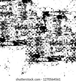 Wall fragment with scratches and cracks. Overlay grunge illustration over any design. Abstract grainy background with vintage effect
