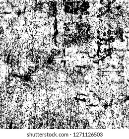 Wall fragment with scratches and cracks. Overlay grunge illustration over any design. Abstract grainy background with vintage effect