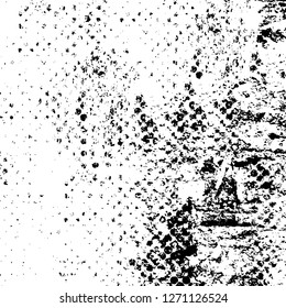Wall fragment with scratches and cracks. Overlay grunge illustration over any design. Abstract grainy background with vintage effect