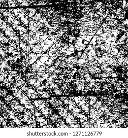 Wall fragment with scratches and cracks. Overlay grunge illustration over any design. Abstract grainy background with vintage effect