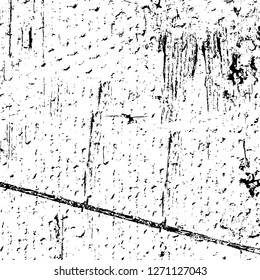 Wall fragment with scratches and cracks. Overlay grunge illustration over any design. Abstract grainy background with vintage effect