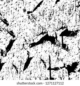 Wall fragment with scratches and cracks. Overlay grunge illustration over any design. Abstract grainy background with vintage effect