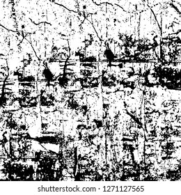 Wall fragment with scratches and cracks. Overlay grunge illustration over any design. Abstract grainy background with vintage effect