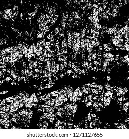 Wall fragment with scratches and cracks. Overlay grunge illustration over any design. Abstract grainy background with vintage effect