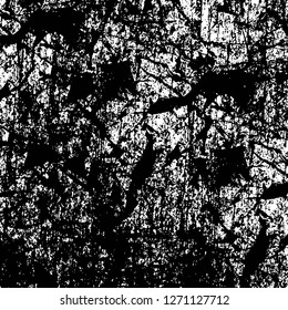 Wall fragment with scratches and cracks. Overlay grunge illustration over any design. Abstract grainy background with vintage effect