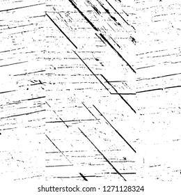 Wall fragment with scratches and cracks. Overlay grunge illustration over any design. Abstract grainy background with vintage effect