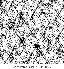 Wall fragment with scratches and cracks. Overlay grunge illustration over any design. Abstract grainy background with vintage effect