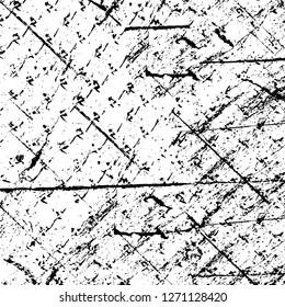 Wall fragment with scratches and cracks. Overlay grunge illustration over any design. Abstract grainy background with vintage effect